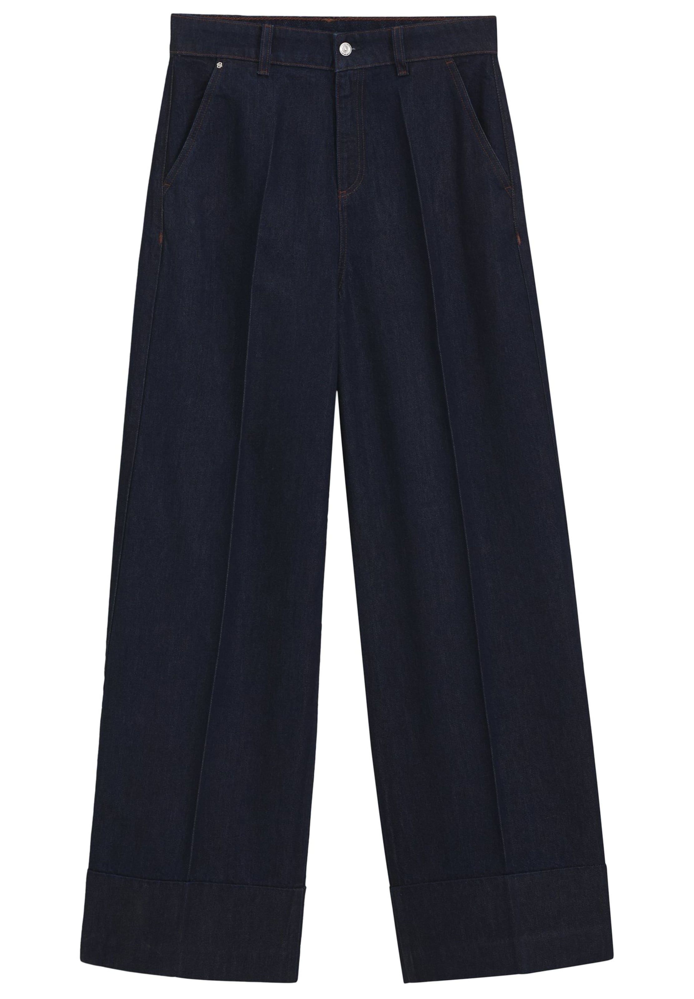 BOSS Wide leg Pleated Jeans in Blue: front