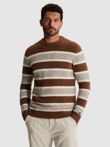 CAST IRON Pullover 'Pullover with crewneck and stripe pattern' i brun: forside
