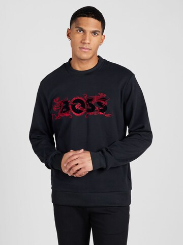 BOSS Sweatshirt 'Soleri119' in Zwart: voorkant