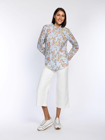 White Label by RoFa Blouse 'Stehkragenbluse aus bedruckter Baumwolle' in Blue: front