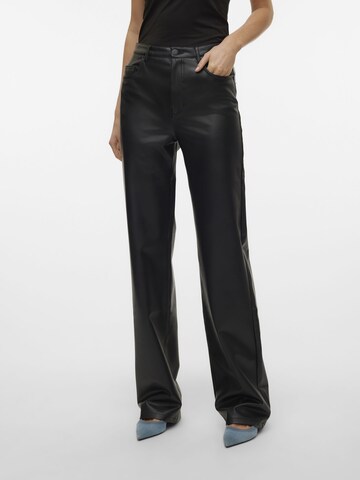 VERO MODA Wide leg Broek 'Tessa' in Zwart: voorkant