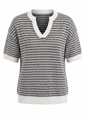 ARACH&CLOZ Pullover 'Strickpullover Damen Kurzarm-Pullover, Polo V-Ausschnitt 100% Baumwolle, Gestreift Sommer Strickshirt'‌‌‌‌‌‌‌‌ in Schwarz: Vorderseite
