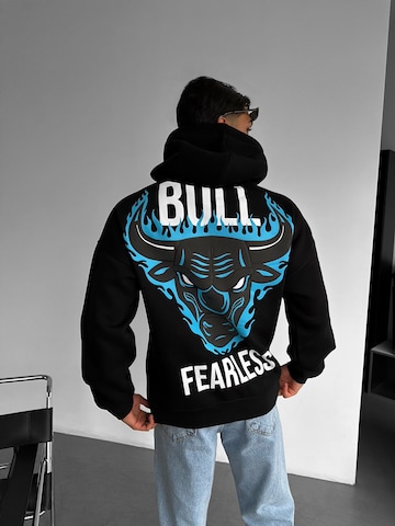 Kleidermafia Sweatshirt 'Oversize Bull Fearless Hoodie - Black and Blue' in Black