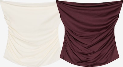 Bershka Top veličine XS u boja vina / prljavo bijela, Pregled proizvoda