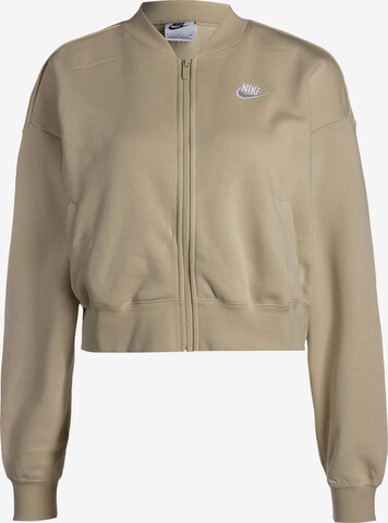 Nike Sportswear Zip-Up Hoodie in Beige: front