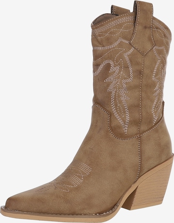 Ital-Design Cowboy Boots in Brown: front