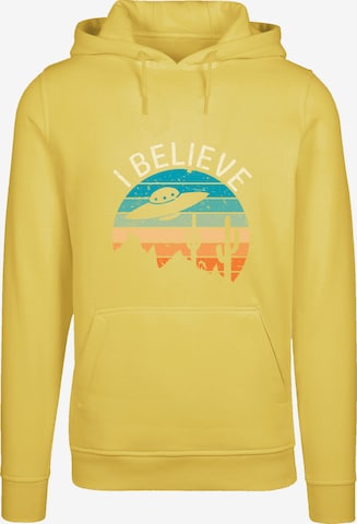 Sweat-shirt 'I Believe UFO Alien Sonnenuntergang' F4NT4STIC en jaune : devant