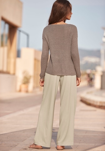 Wide Leg Pantalon à plis LASCANA en beige