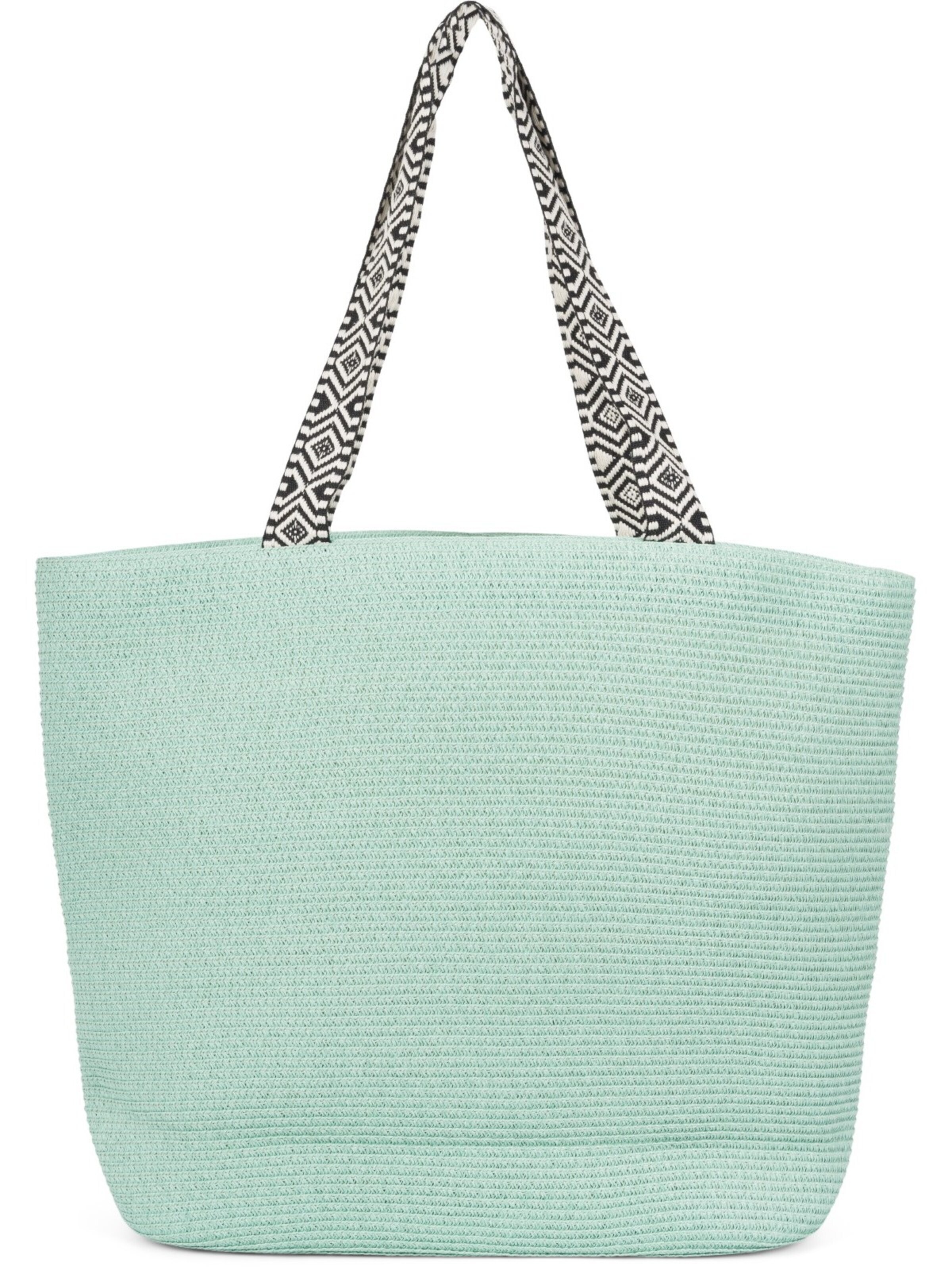 styleBREAKER Strandtasche 'Papierstroh Strandtasche Azteken Muster'‌‌‌‌‌‌‌‌ in Blau