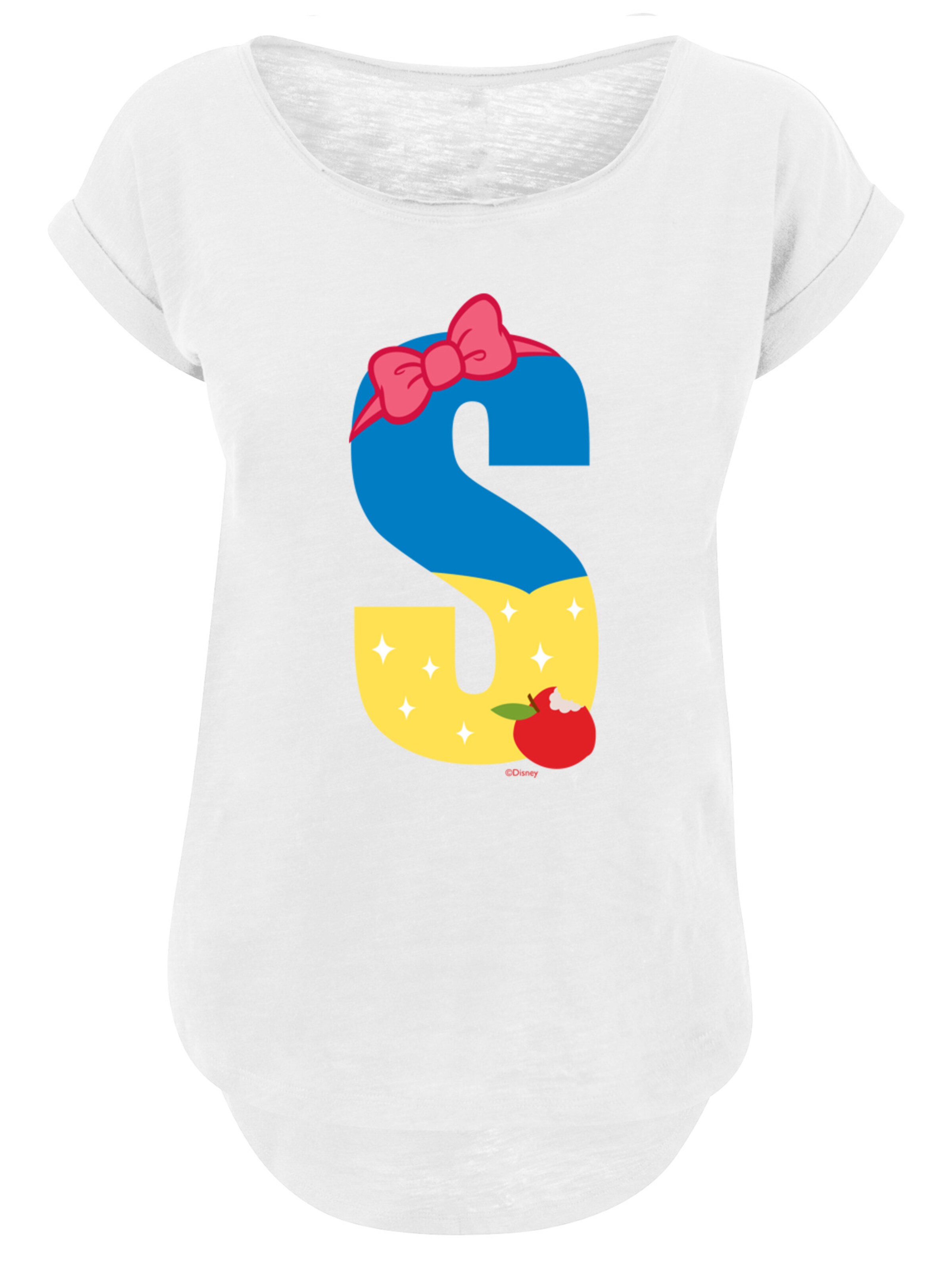 F4NT4STIC Shirt 'Disney Alphabet S Is For Snow White' in Wit: voorkant