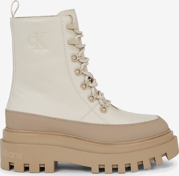 Calvin Klein Lace-Up Ankle Boots in Beige