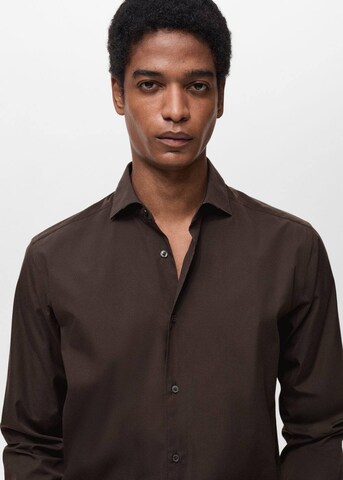 MANGO MAN Regular fit Button Up Shirt 'Bilbao' in Brown