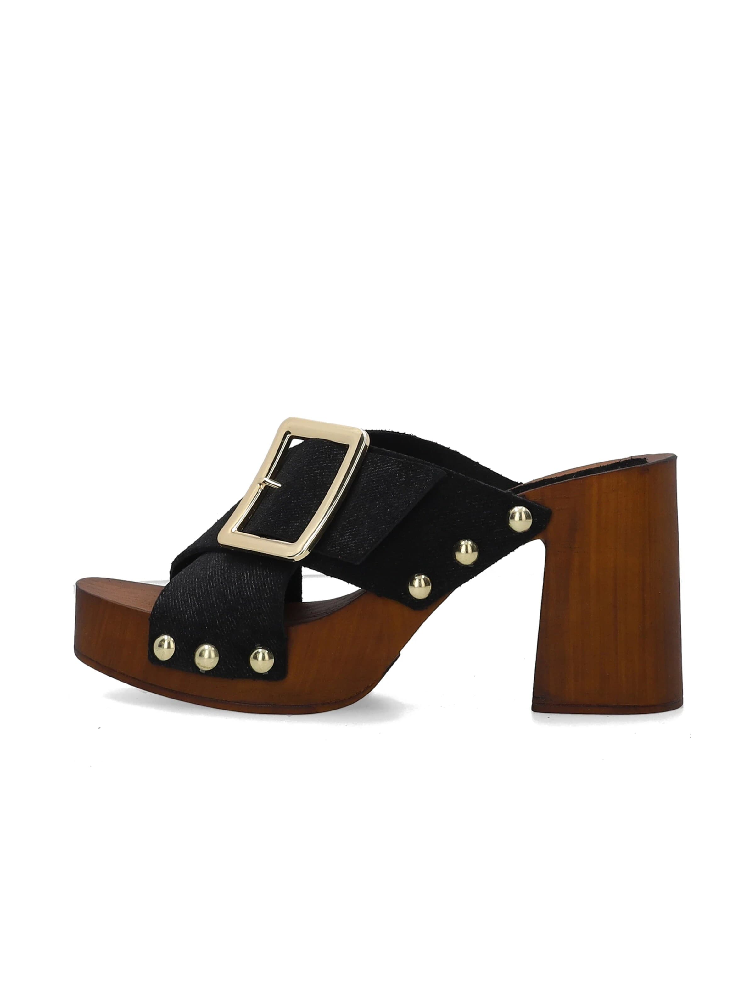VENEZIA Mules in Black: front