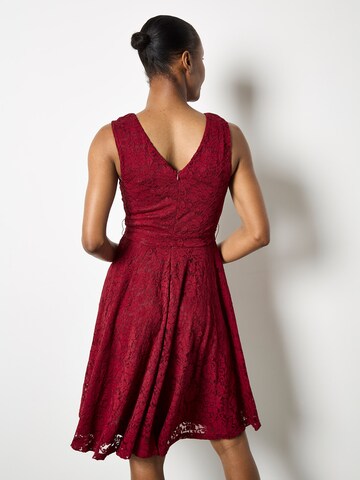 Apricot Floral Lace Fit And Flare Mini Dress ' ' in Rot