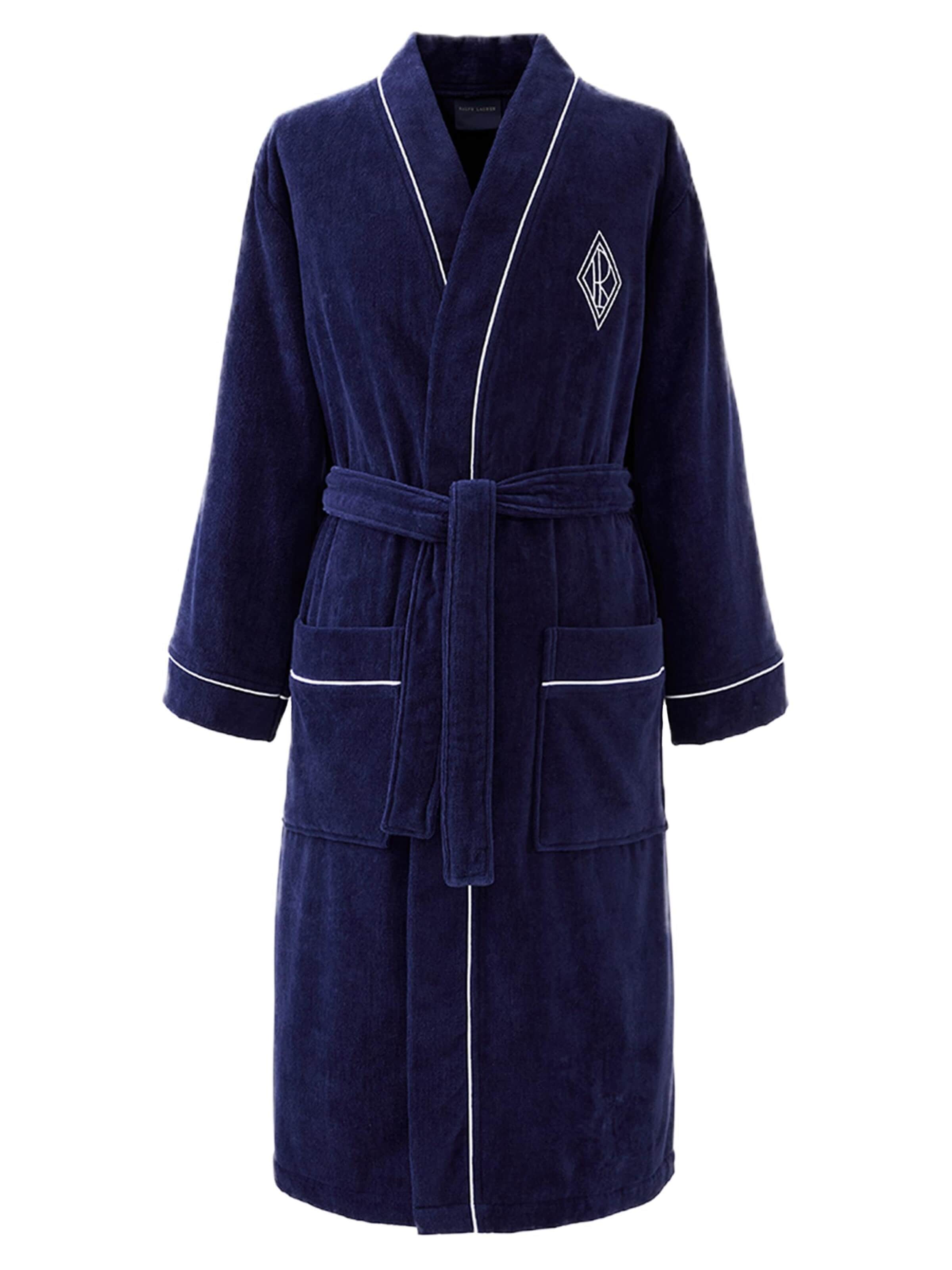 Ralph Lauren Home Long Bathrobe 'PARKROW' in Blue: front