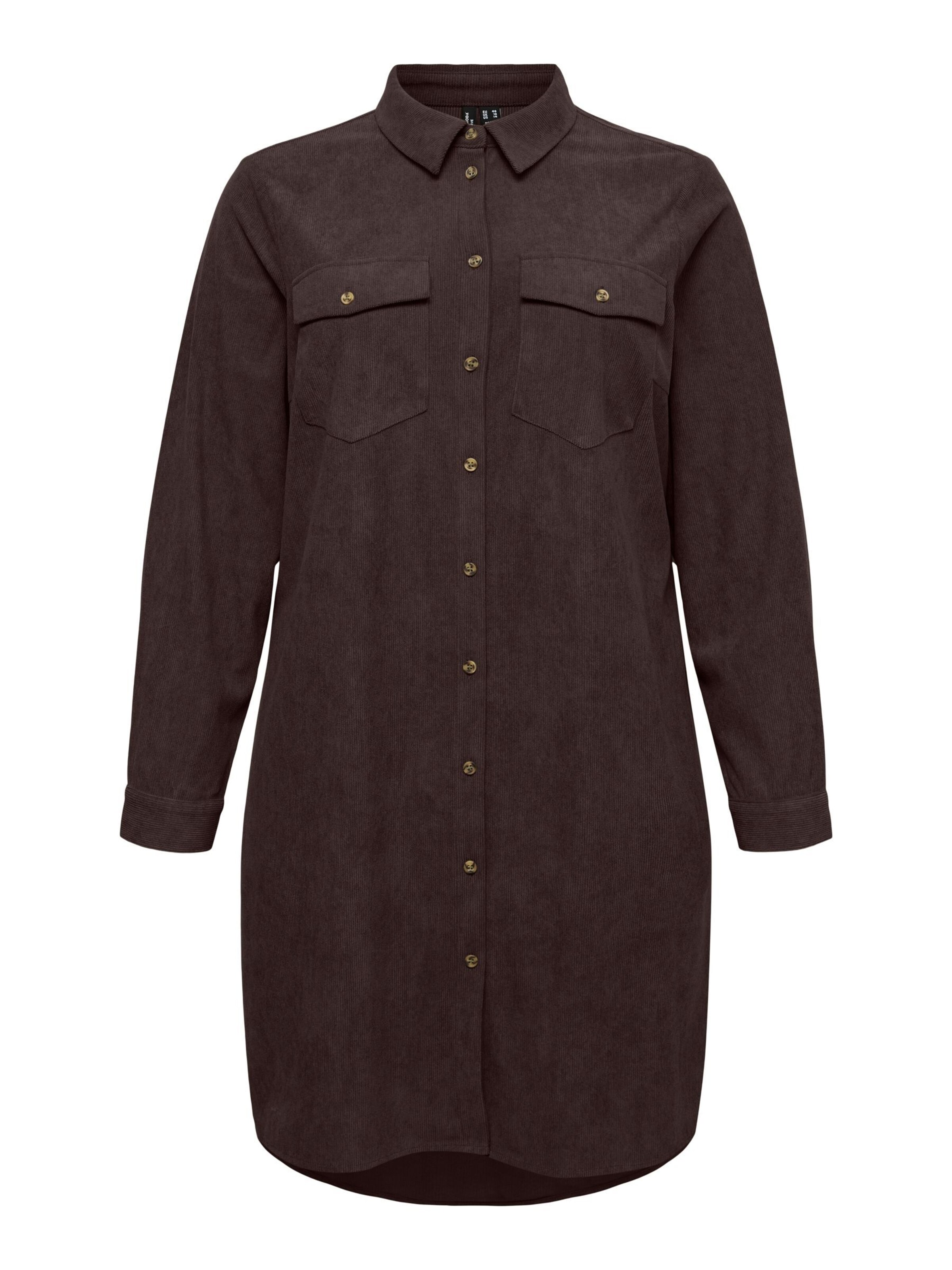 Vero Moda Curve - Vestido camisero 'VMCVilja' en marrón: frente