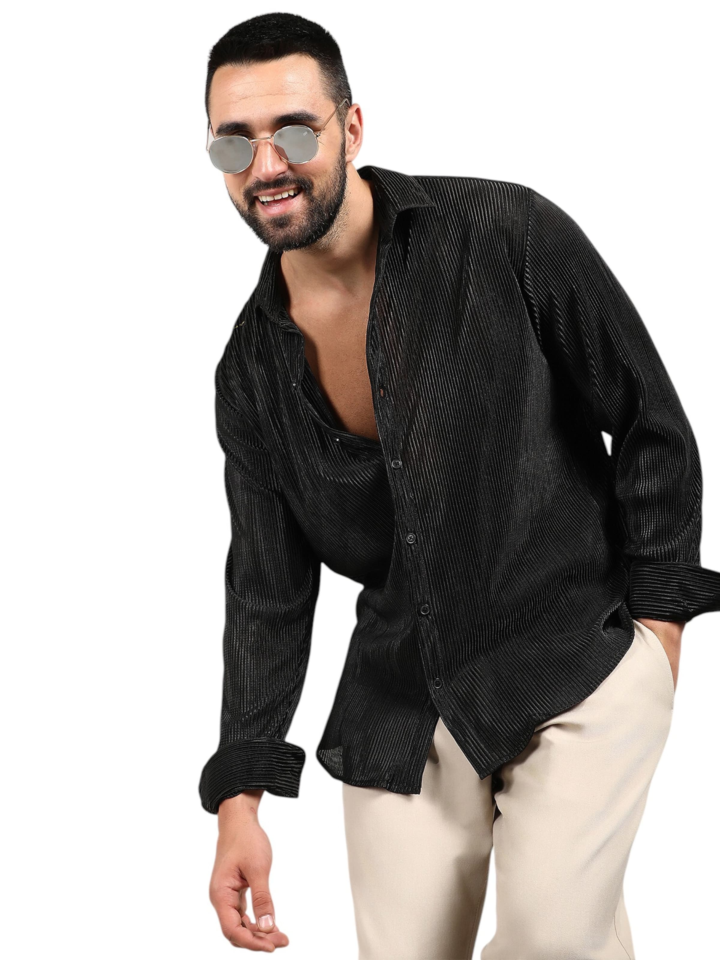 Campus Sutra Regular Fit Hemd 'Susan' in Schwarz