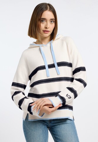 Frieda & Freddies NY Kapuzenstrickpullover Hoodie in Blau: Vorderseite