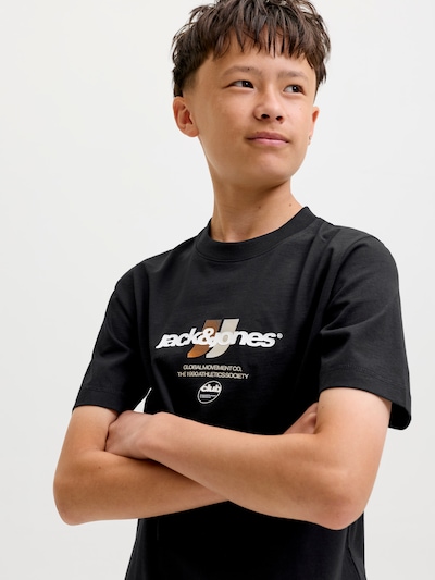 Jack & Jones Junior Тениска 'JCOCLUB' в размер 140 в сиво / оранжево / черно / бяло, Преглед на продукта