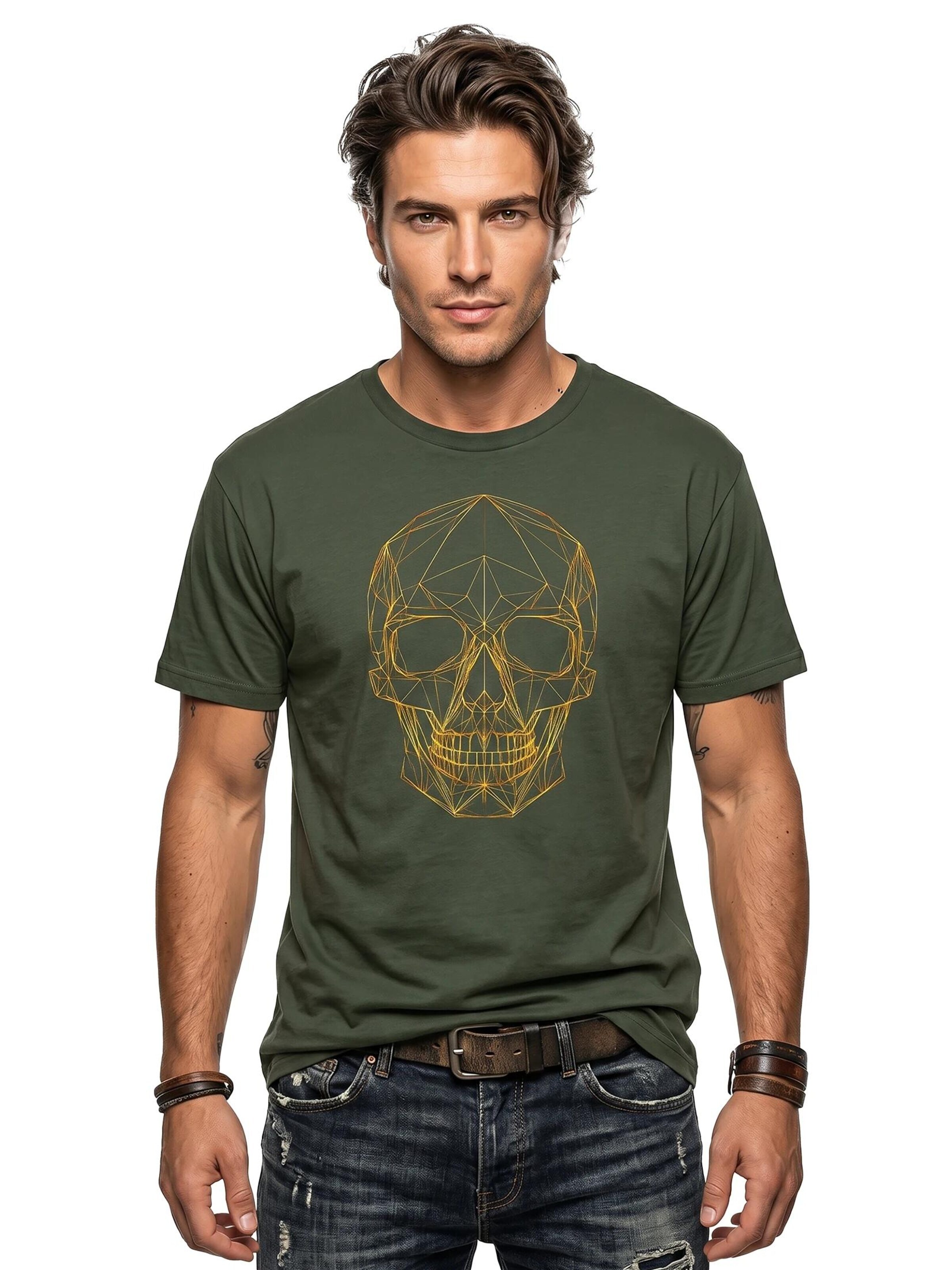 MAKAYA Shirt 'Line Skull' in Green