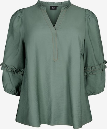 Zizzi - Blusa 'MFAHIT' em verde: frente