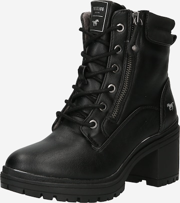 MUSTANG Lace-Up Ankle Boots in Black: front