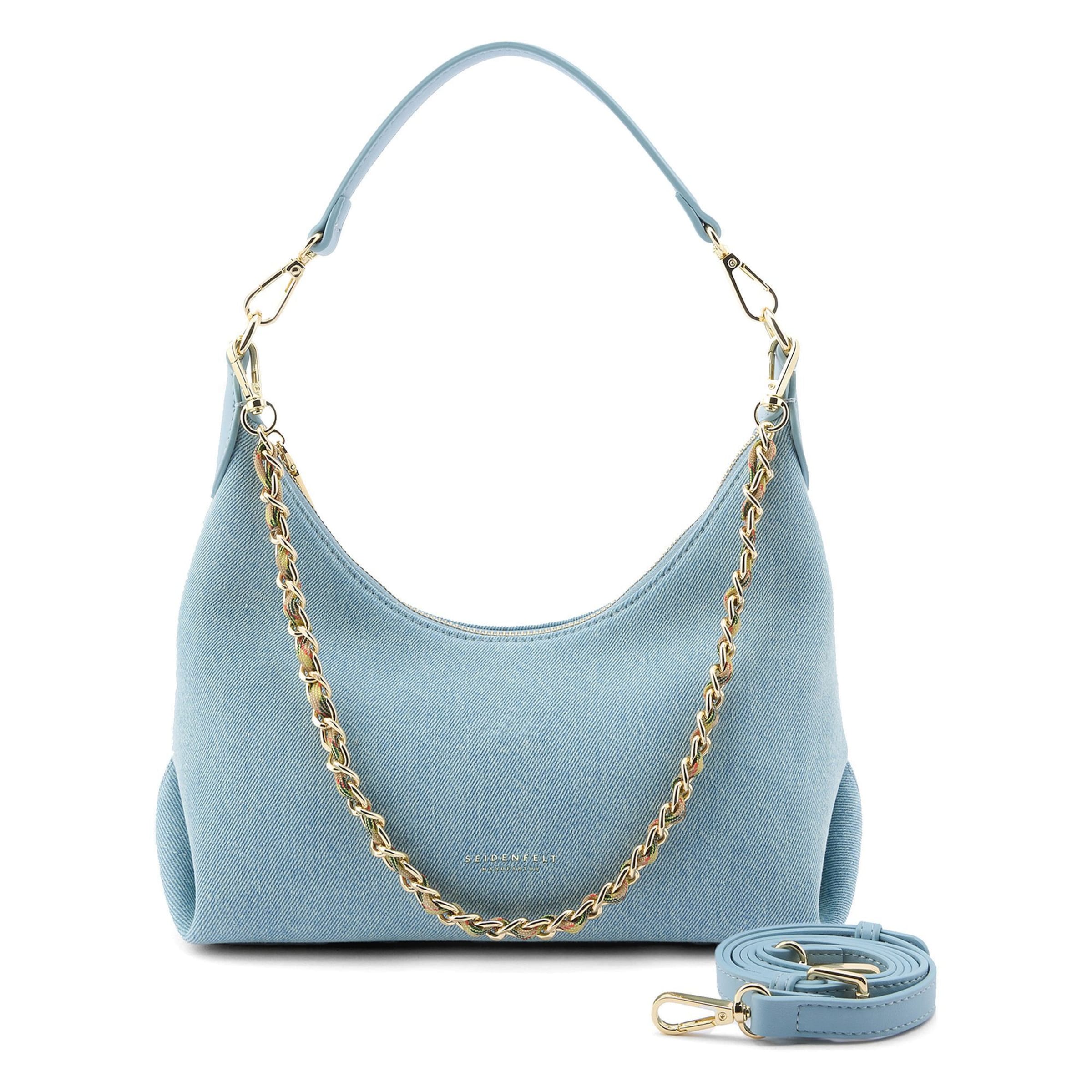 Seidenfelt Schultertasche 'Huuvari' in Blau: Vorderseite