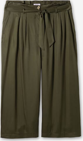 SHEEGO Široký strih Plisované nohavice - Zelená: predná strana