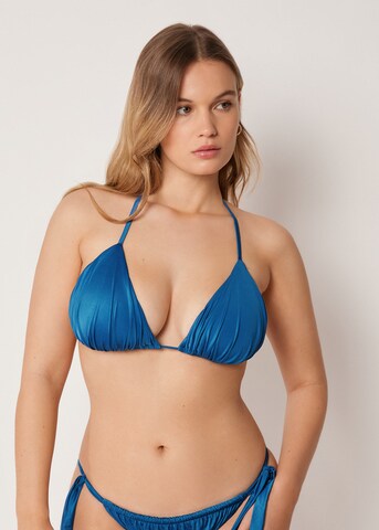 CALZEDONIA Triangle Bikini Top 'Shiny Satin' in Blue