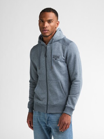 Petrol Industries - Sudadera con cremallera en azul: frente