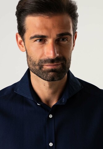 Black Label Shirt Regular fit Zakelijk overhemd 'DENIM' in Blauw