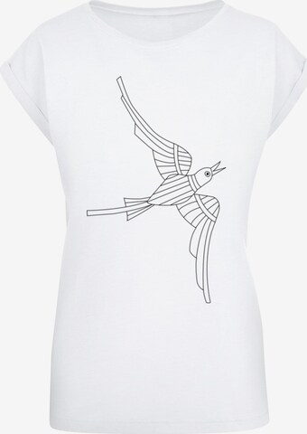 Merchcode Shirt 'Yellow Submarine - Bird 2' in Wit: voorkant
