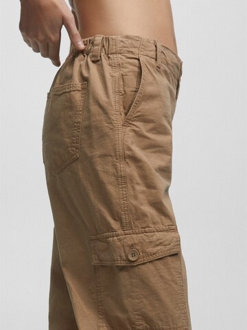 Pull&Bear Široke hlačnice Kargo hlače | rjava barva