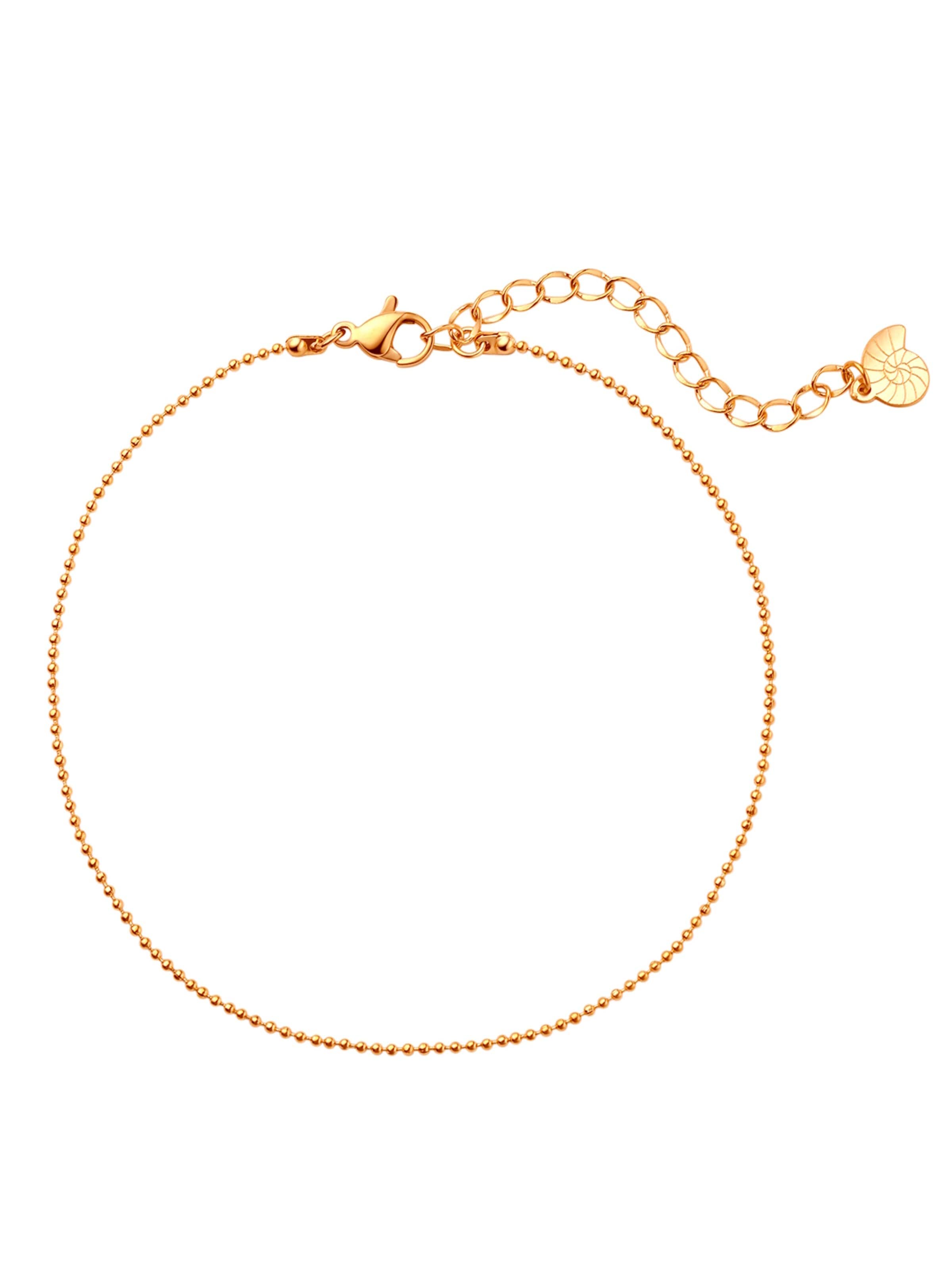 Hey Happiness Fußschmuck 'Bead Line'‌‌ in Gold: Vorderseite