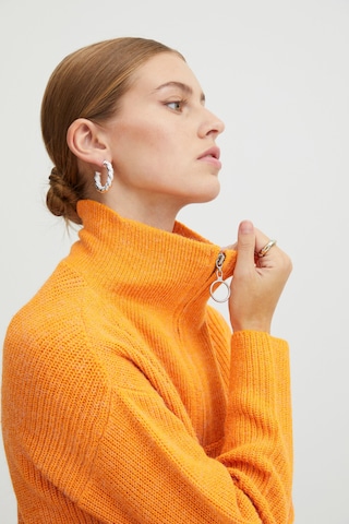 ICHI Strick Rollkragenpullover 'NOVO' in Orange