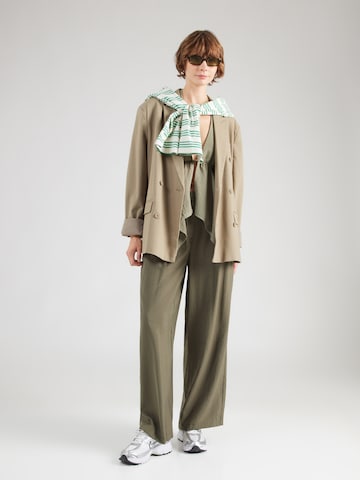 MORE & MORE Wide leg Pleat-Front Pants in Green