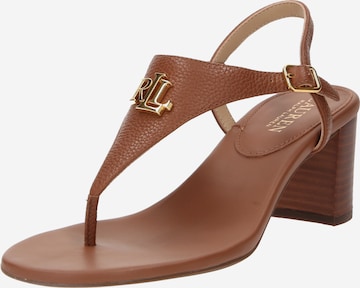 Lauren Ralph Lauren T-Bar Sandals 'WESTCOTT II' in Brown: front