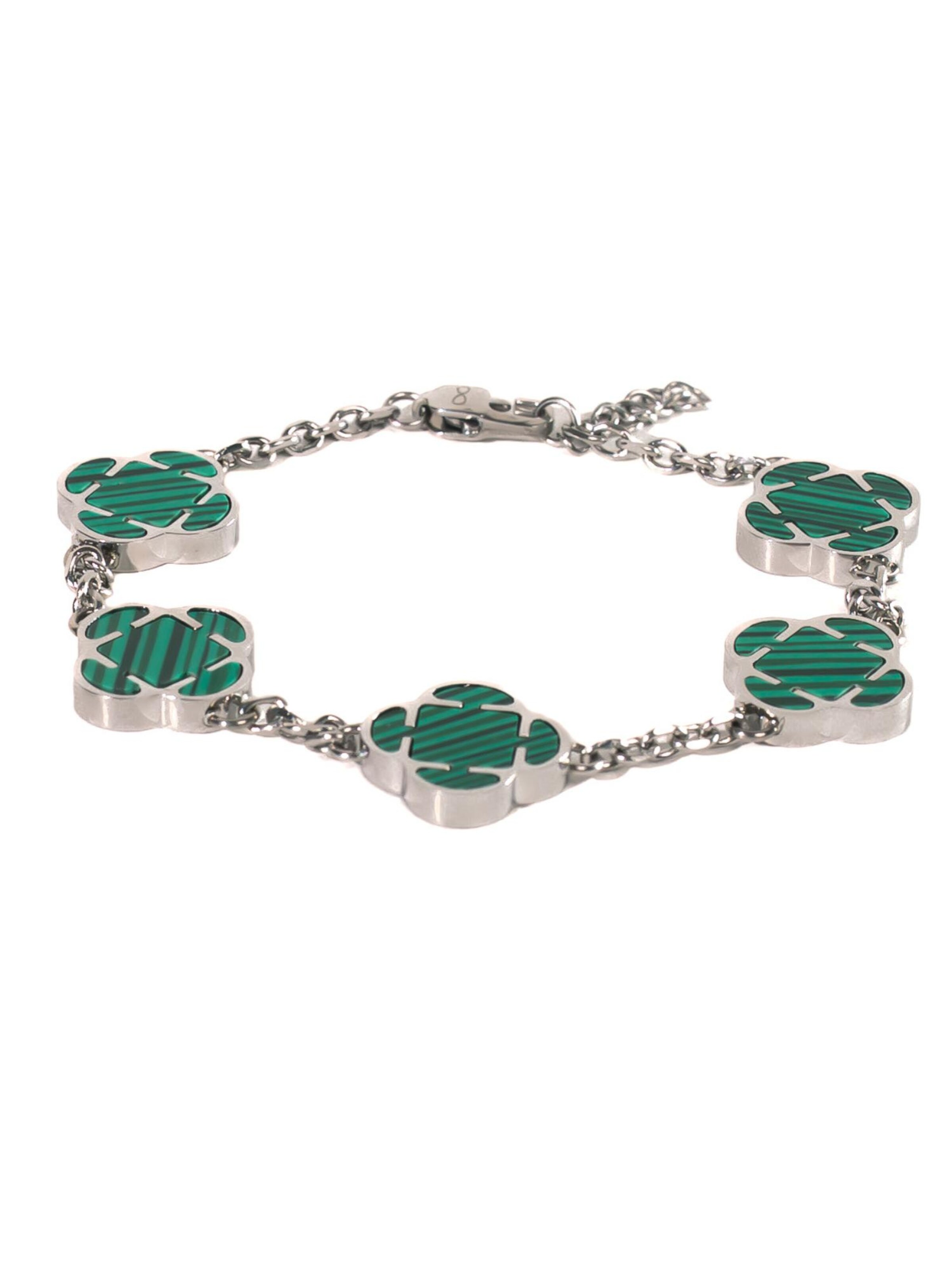 Eternal Bracelet 'Malachit Clover' in Silver: front