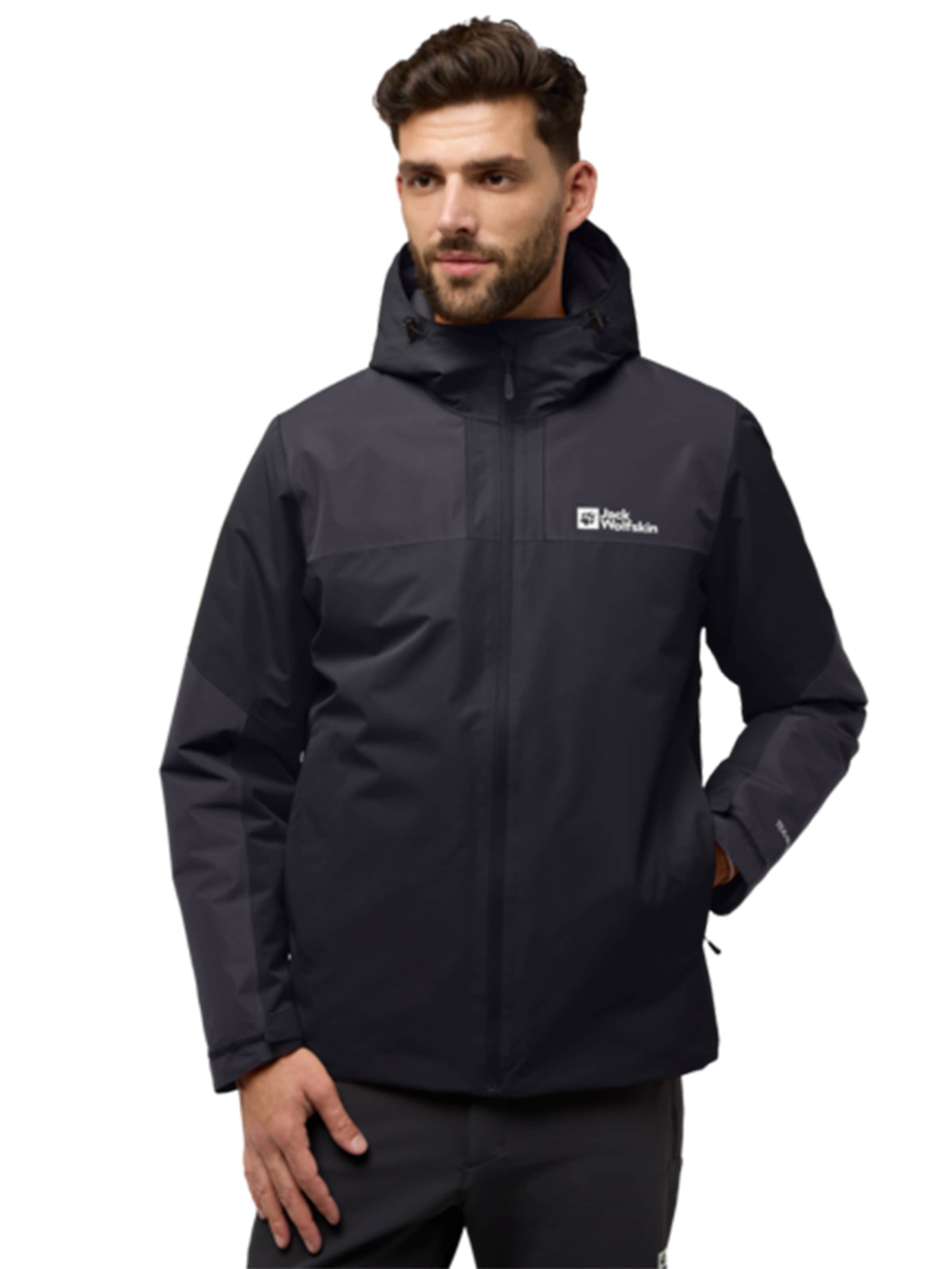 JACK WOLFSKIN Outdoor jacket 'Jasper' in Black: front