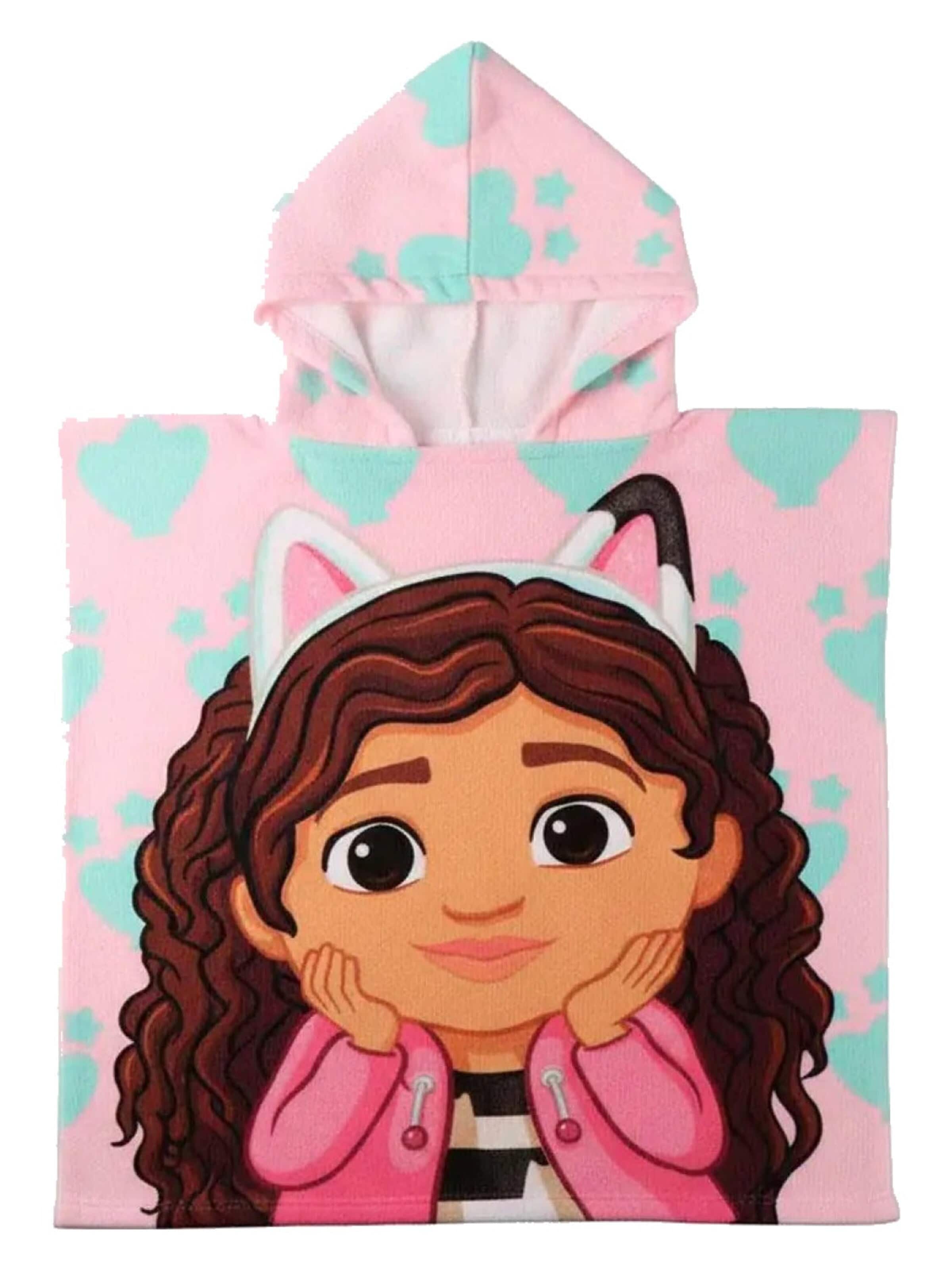Gabby`s Dollhouse Badjas 'Gabby’s Poppenhuis Poncho' in Roze: voorkant