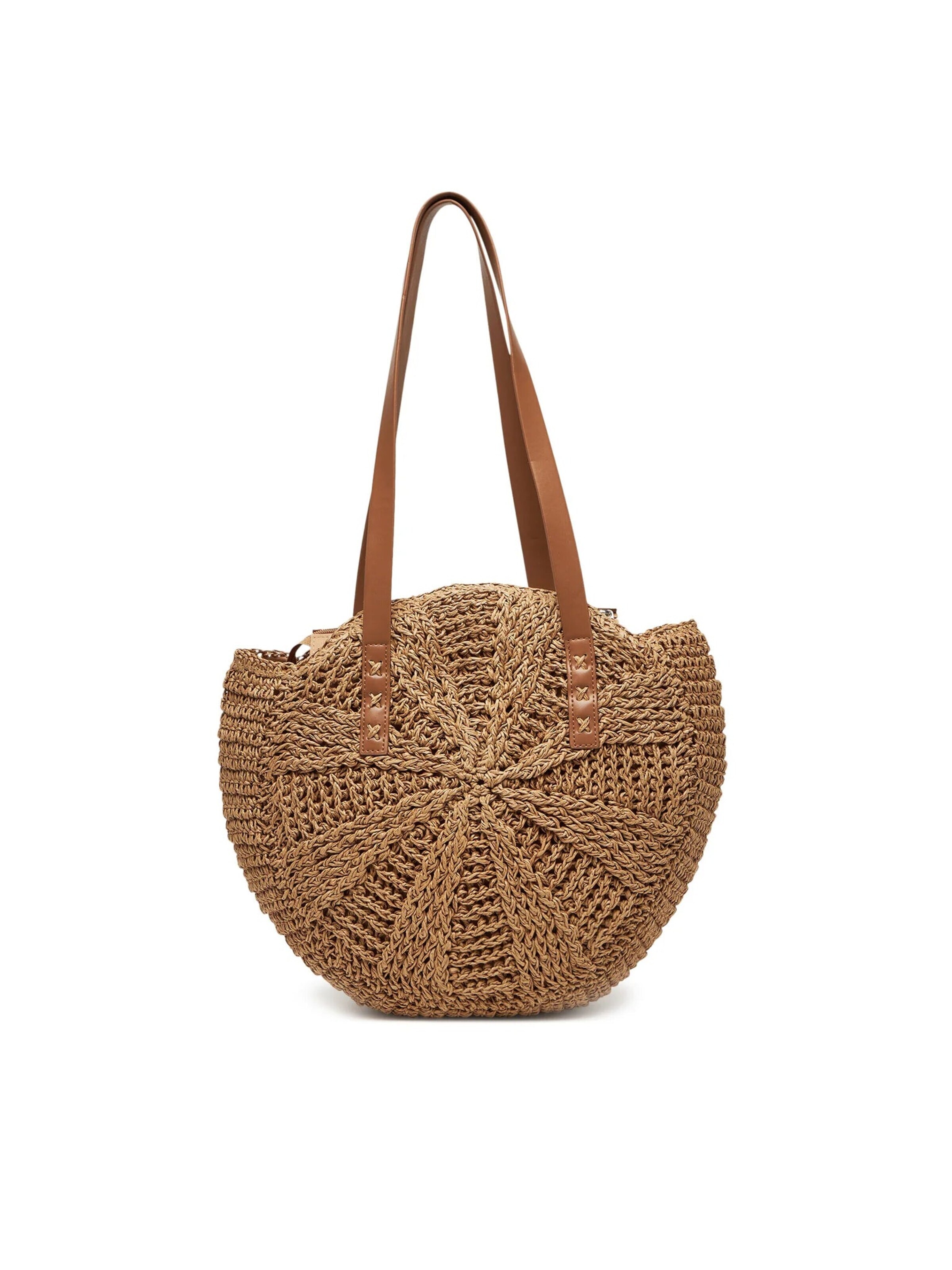 Borsa da spiaggia di PIECES in marrone: frontale