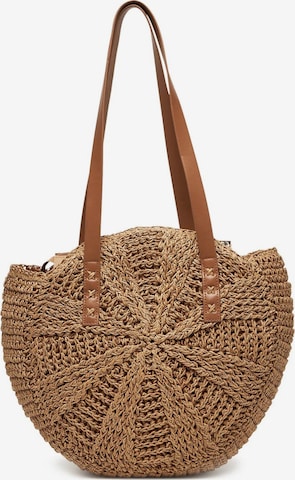 Borsa da spiaggia di PIECES in marrone: frontale