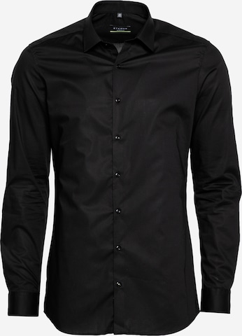 Chemise business ETERNA en noir : devant