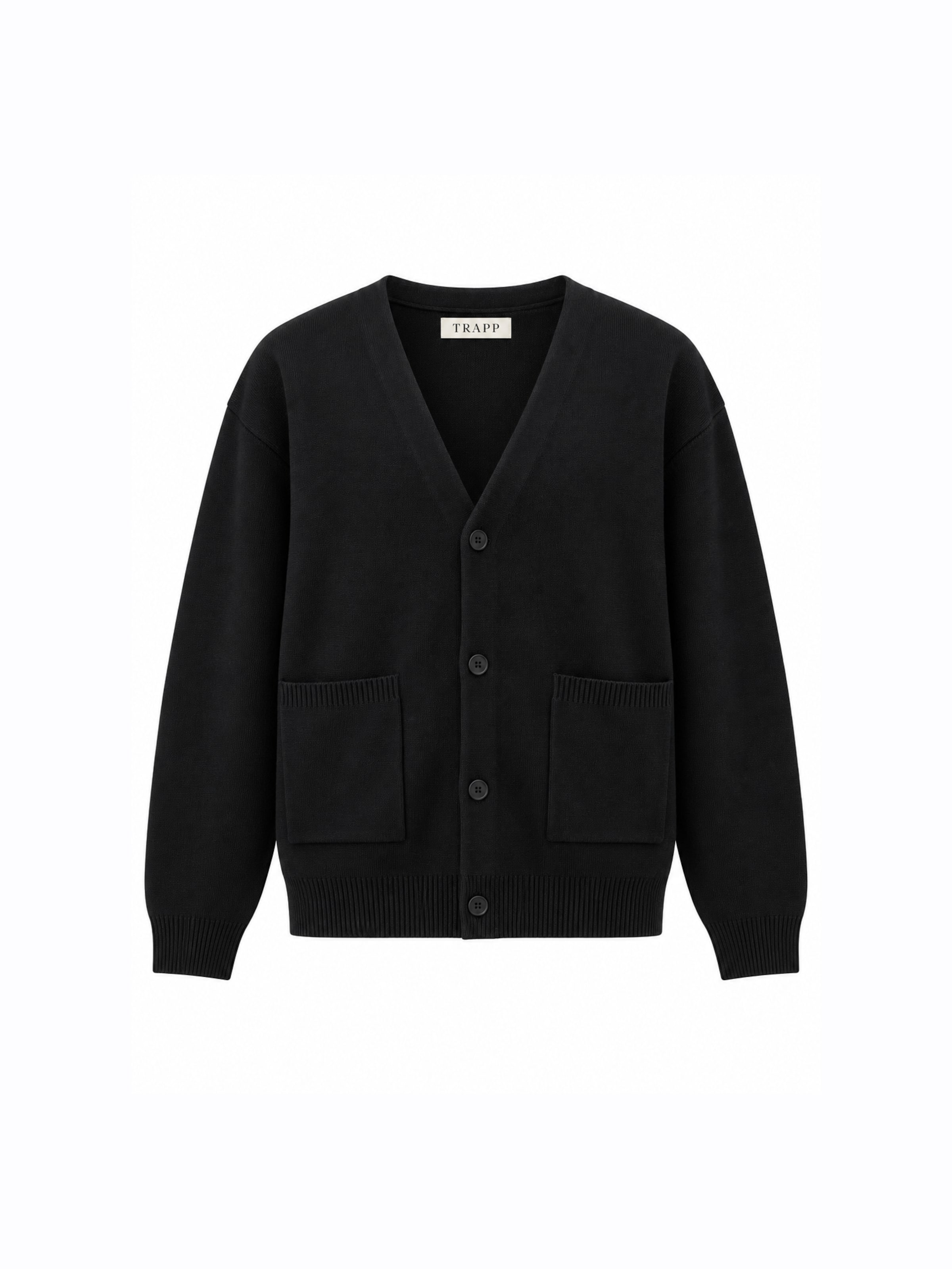 TRAPP Knit Cardigan in Black: front