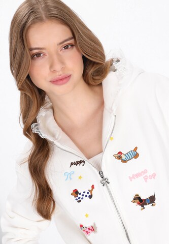 MYMO - Sudadera con cremallera 'Pop' en blanco