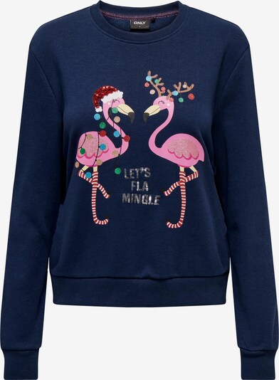 ONLY Sweatshirt 'Yda Christmas' in marine / hellpink / rot / weiß, Produktansicht