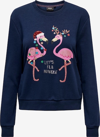 ONLY Sweatshirt 'Yda Christmas' in Blauw: voorkant