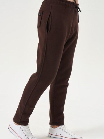 LOUIS LECLER Slim fit Trousers 'Lucien' in Brown