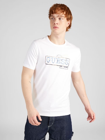 T-Shirt GUESS en blanc : devant