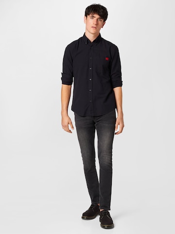 HUGO Red Regular fit Button Up Shirt in Black